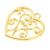 Maxbell 20 Pieces Antique Filigree Hollow Heart Charms DIY Crafts Gold