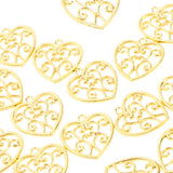 Maxbell 20 Pieces Antique Filigree Hollow Heart Charms DIY Crafts Gold