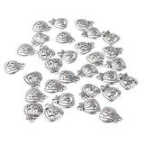 Maxbell 50pcs Pumpkin Shape Pendants Charms Beads Halloween Findings Antique Silver