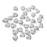 Maxbell 50pcs Pumpkin Shape Pendants Charms Beads Halloween Findings Antique Silver