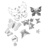Maxbell Wholesale 12 Assorted Antique Butterfly Insect Charms Pendant Findings
