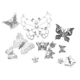 Maxbell Wholesale 12 Assorted Antique Butterfly Insect Charms Pendant Findings