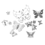 Maxbell Wholesale 12 Assorted Antique Butterfly Insect Charms Pendant Findings
