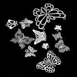 Maxbell Wholesale 12 Assorted Antique Butterfly Insect Charms Pendant Findings