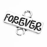 Maxbell 50 Pieces FOREVER Rectangle Spacer Connector Findings with 2-ring Art Craft