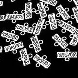 Maxbell 50 Pieces FOREVER Rectangle Spacer Connector Findings with 2-ring Art Craft