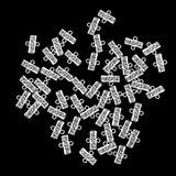 Maxbell 50 Pieces FOREVER Rectangle Spacer Connector Findings with 2-ring Art Craft