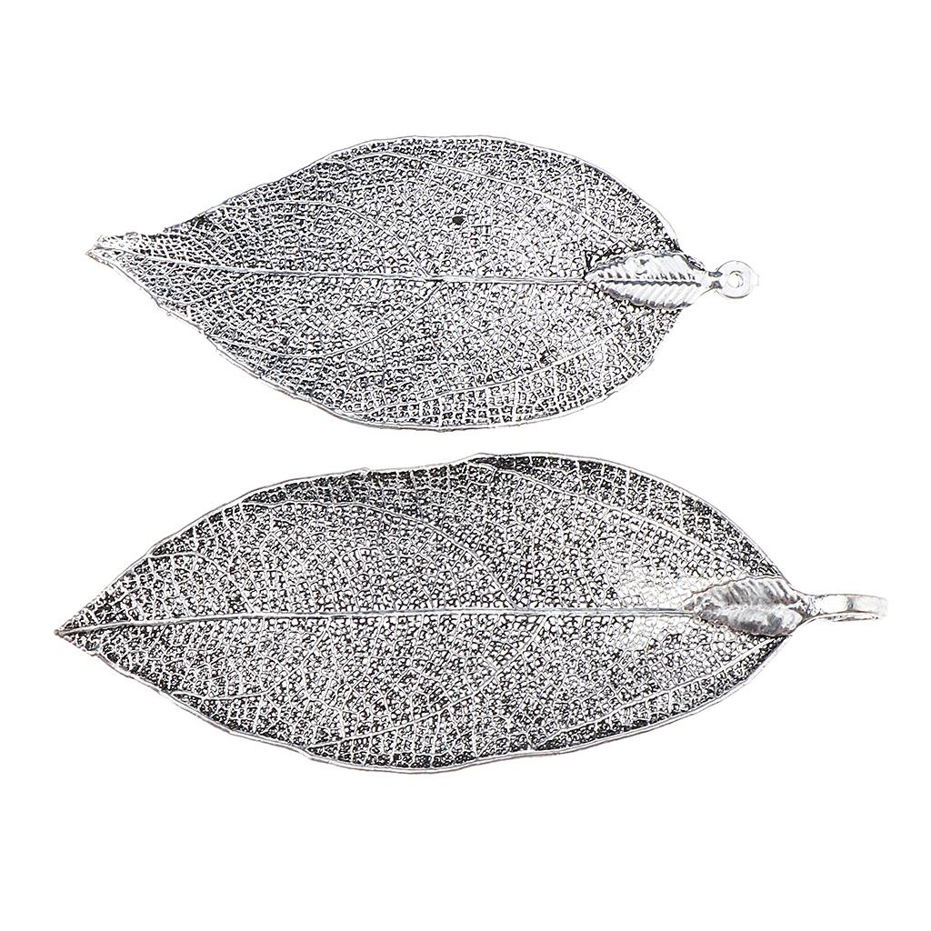 Maxbell Electroplated Copper Natural Filigree Leaf Charms DIY Crafts Metallic Black