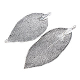 Maxbell Electroplated Copper Natural Filigree Leaf Charms DIY Crafts Metallic Black