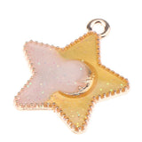 Maxbell 10 Pieces Mysterious Sky Star Moon Beads Pendant DIY Crafts Pink Yellow