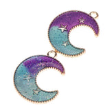 Maxbell 10 Pieces Lovely Star Moon Beads Pendant DIY Findings Beads Purple Green