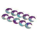 Maxbell 10 Pieces Lovely Star Moon Beads Pendant DIY Findings Beads Purple Green