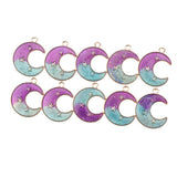 Maxbell 10 Pieces Lovely Star Moon Beads Pendant DIY Findings Beads Purple Green