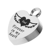 Maxbell Memorial Keepsake Necklace Mind Forever in My Heart Ashes Pendant  DAD