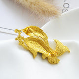 Maxbell Gold Plated Cute Two Fishes with Blue Rhinestone Pearls Animal Brooch Pin