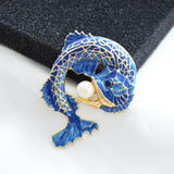 Maxbell Lovely Enamel Arowana Fish Pins Brooch Ladies Fashion Jewelry Accessory Gift