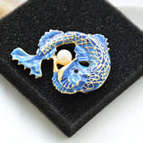 Maxbell Lovely Enamel Arowana Fish Pins Brooch Ladies Fashion Jewelry Accessory Gift