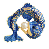 Maxbell Lovely Enamel Arowana Fish Pins Brooch Ladies Fashion Jewelry Accessory Gift