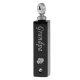Maxbell Stainless Steel Rectangle Urn Heart Print Pendant Memorial Keepsake Grandpa
