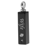 Maxbell Stainless Steel Rectangle Urn Heart Print Pendant Memorial Keepsake Wife