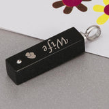 Maxbell Stainless Steel Rectangle Urn Heart Print Pendant Memorial Keepsake Wife