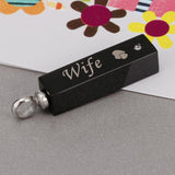 Maxbell Stainless Steel Rectangle Urn Heart Print Pendant Memorial Keepsake Wife