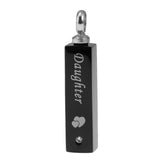 Maxbell Stainless Steel Rectangle Urn Heart Print Pendant Memorial Keepsake Daughter