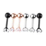 Maxbell 3 Pairs Stainless Steel Zircon Piercing Stud Earrings Heart White Zircon