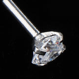 Maxbell 3 Pairs Stainless Steel Zircon Piercing Stud Earrings Heart White Zircon