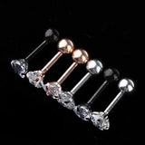 Maxbell 3 Pairs Stainless Steel Zircon Piercing Stud Earrings Heart White Zircon