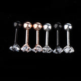 Maxbell 3 Pairs Stainless Steel Zircon Piercing Stud Earrings Heart White Zircon
