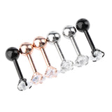 Maxbell 3 Pairs Stainless Steel Zircon Piercing Stud Earrings Heart White Zircon