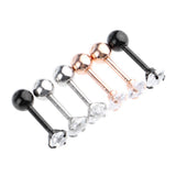 Maxbell 3 Pairs Stainless Steel Zircon Piercing Stud Earrings Heart White Zircon