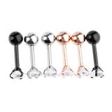 Maxbell 3 Pairs Stainless Steel Zircon Piercing Stud Earrings Heart White Zircon
