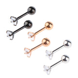Maxbell 3 Pairs Stainless Steel Zircon Piercing Stud Earrings Pentagram White Zircon