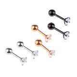 Maxbell 3 Pairs Stainless Steel Zircon Piercing Stud Earrings Pentagram White Zircon