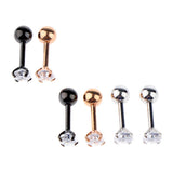 Maxbell 3 Pairs Stainless Steel Zircon Piercing Stud Earrings Pentagram White Zircon