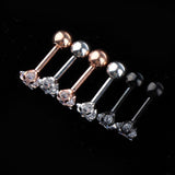 Maxbell 3 Pairs Stainless Steel Zircon Piercing Stud Earrings Pentagram White Zircon