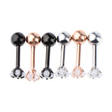 Maxbell 3 Pairs Stainless Steel Zircon Piercing Stud Earrings Pentagram White Zircon