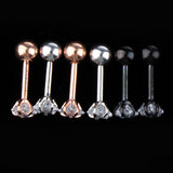 Maxbell 3 Pairs Stainless Steel Zircon Piercing Stud Earrings Pentagram White Zircon