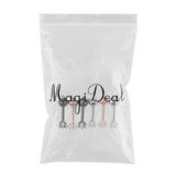 Maxbell 3 Pairs Stainless Steel Zircon Piercing Stud Earrings Pentagram White Zircon