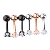 Maxbell 3 Pairs Stainless Steel Zircon Piercing Stud Earrings Pentagram White Zircon