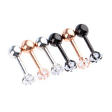 Maxbell 3 Pairs Stainless Steel Zircon Piercing Stud Earrings Pentagram White Zircon