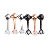 Maxbell 3 Pairs Stainless Steel Zircon Piercing Stud Earrings Pentagram White Zircon