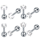 Maxbell 8 Pieces Stainless Steel Star Zircon Crystal Labret Lip Ear Earring 16g Stud