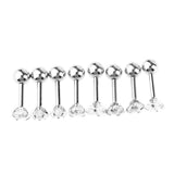 Maxbell 8 Pieces Stainless Steel Star Zircon Crystal Labret Lip Ear Earring 16g Stud