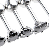 Maxbell 8 Pieces Stainless Steel Black Zircon Crystal Labret Lip Ear Earring 16g