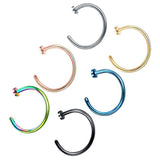 Maxbell 6Pcs Assorted Color Stainless Steel C-Shaped Nose Stud Rings 1mm(18g)x8mm