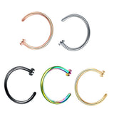 Maxbell 6Pcs Assorted Color Stainless Steel C-Shaped Nose Stud Rings 1mm(18g)x8mm