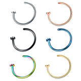 Maxbell 6Pcs Assorted Color Stainless Steel C-Shaped Nose Stud Rings 1mm(18g)x8mm